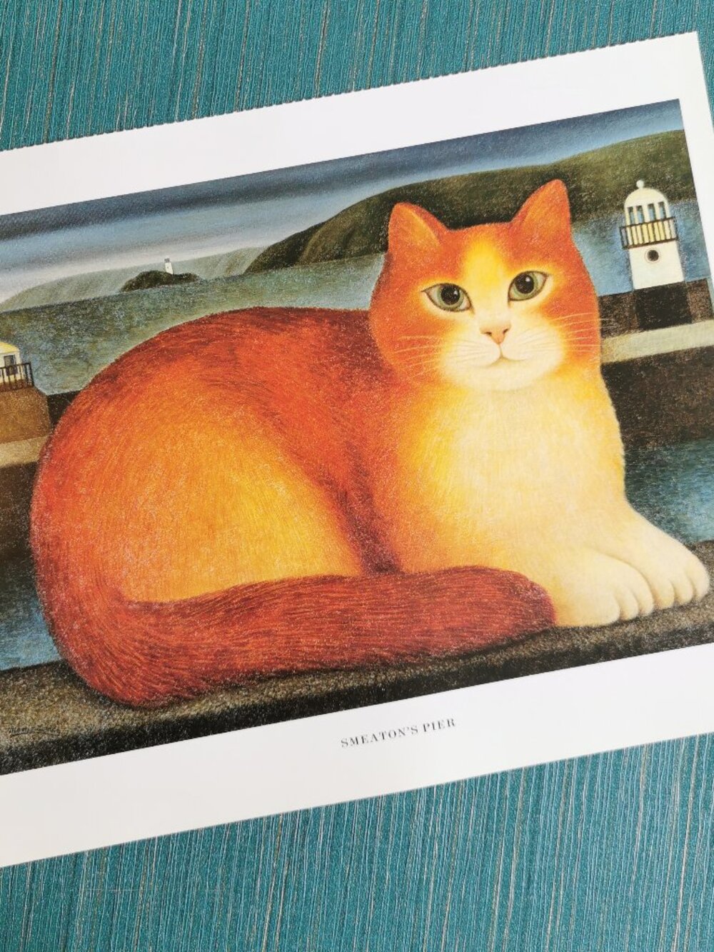 Smeaton's Pier by Martin Leman Beautiful Cat Art Print Orange Kitty Nautical